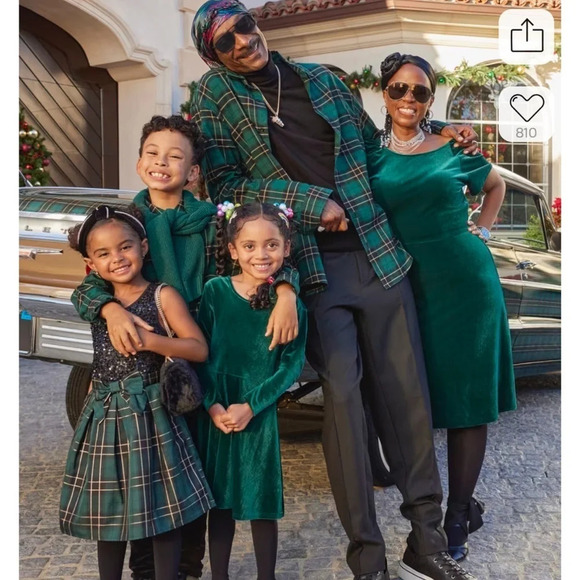 NWT green Children's Place Mommy & Me Velour Fit And Flare dress size large - Picture 3 of 6